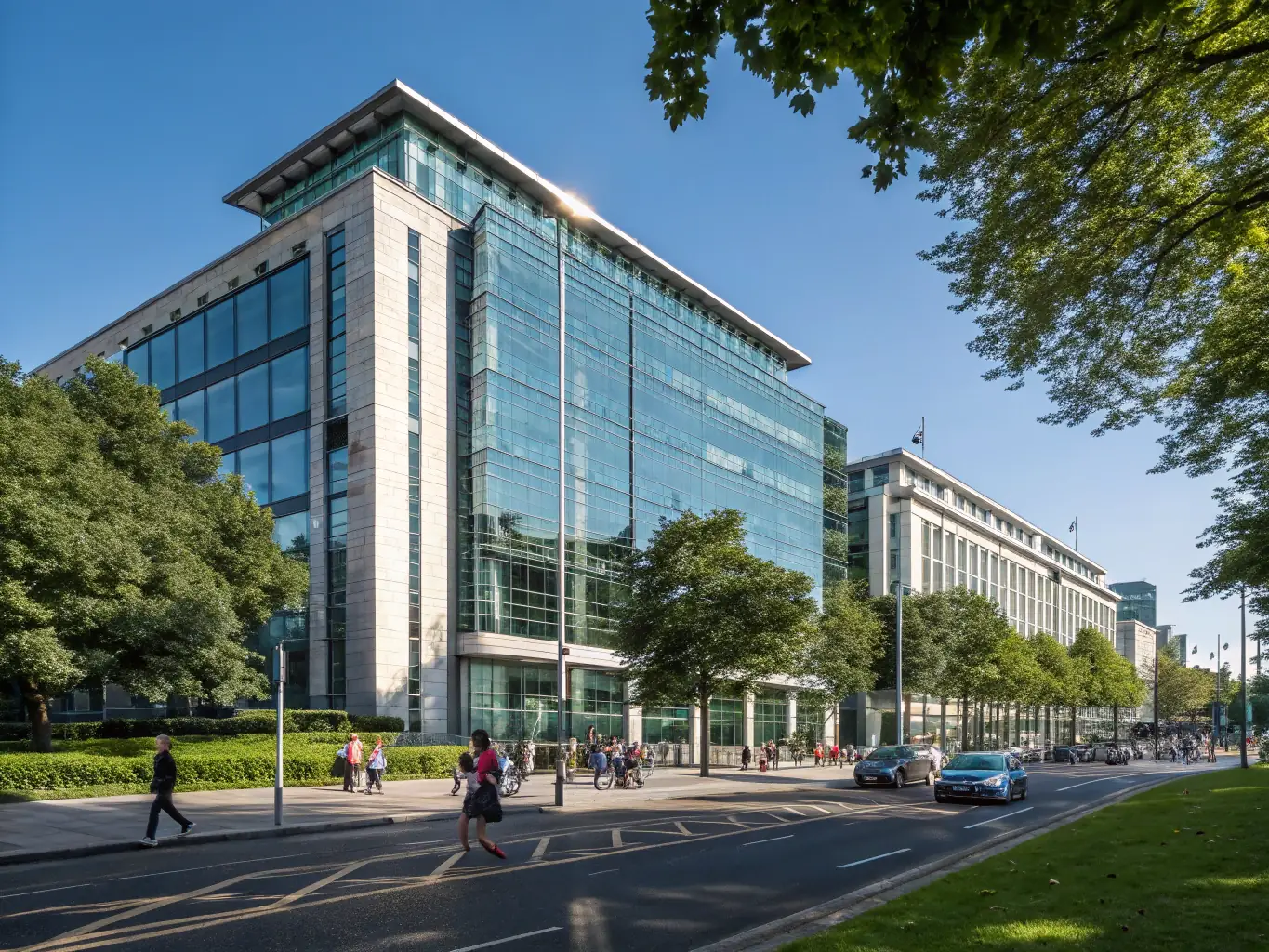 A modern office building in London's financial district, representing the stability and opportunities within the UK financial markets.