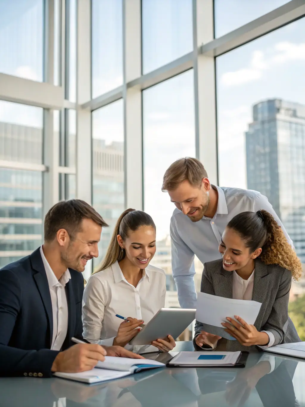 A diverse group of people discussing investment strategies around a table, symbolizing collaborative financial planning.